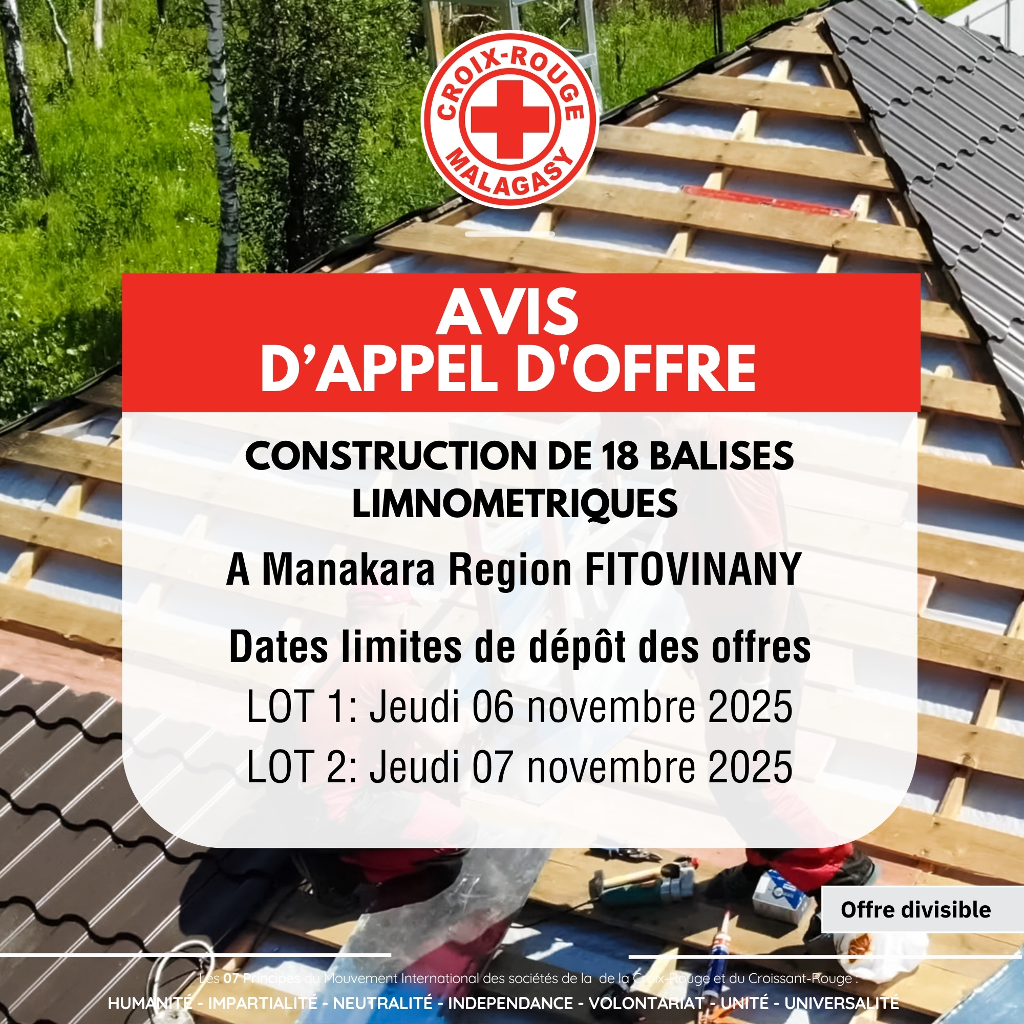 APPEL D'OFFRES CONSTRUCTION DE 18 BALISES LIMNOMETRIQUES A MANAKARA REGION FITOVINANY